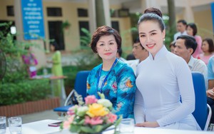 Hoa hậu Doanh nhân Việt Hàn Thu Hiền xinh đẹp trong tà áo dài, về thăm lại trường cũ