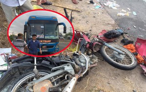Băng qua đường, 2 vợ chồng đi xe máy bị xe khách tông văng 10m, chết thảm