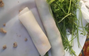 Háo hức ăn phở cuốn trong khu ăn vặt nổi tiếng Hà Nội, cô nàng tức nghẹn vì đĩa bánh mỏng dính như tờ giấy, rắc thêm vài hột thịt nạc