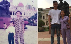 Bức ảnh đáng yêu nhất ngày: Cùng địa điểm, cùng con người nhưng sau 20 năm, con trai đã to gấp đôi mẹ mất rồi!