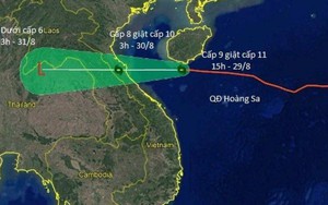 Tăng tốc nhanh, rạng sáng mai, 30/8, bão Podul ập vào đất liền