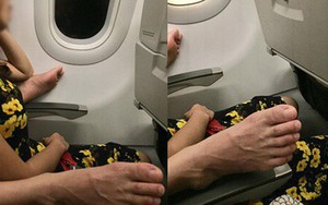 Phát hoảng với bàn chân bốc mùi gác trên ghế máy bay, mặc cho cô gái 'mỏi miệng' nhắc nhở