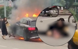 Xuất hiện clip người phụ nữ nghi là tài xế Mercedes hoảng loạn tại hiện trường, chạy đến ôm nạn nhân đang nằm gục