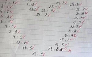 Làm sao để gây ấn tượng với cô giáo: Cứ đánh số câu trắc nghiệm theo hình trái tim là xong!