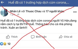 Xuất hiện thông tin sai lệch về dịch viêm phổi cấp do virus Corona ở Huế
