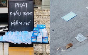 Đôi vợ chồng đeo đủ rồi vứt bịch khẩu trang từ thiện giữa đường và câu nói gây nhói lòng