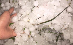 Mưa đá hạt to như hòn bi dội xuống trắng đất Lào Cai