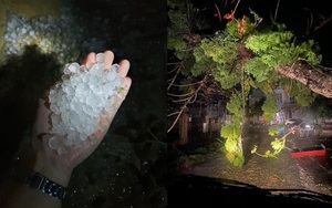 Mưa đá bất ngờ đổ bộ ở Lào Cai, Yên Bái: Hạt mưa to như viên bi, gió quật đổ cây, làm lật mái nhà