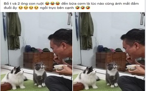 "Con ruột" đắm đuối nhìn bố ăn cơm, danh tính của 2 cụ cậu khiến dân tình không thể nhịn cười