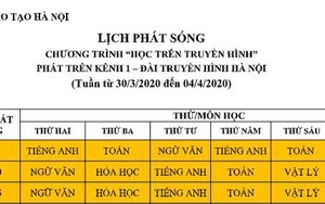 Lịch phát sóng các chương trình dạy học trên truyền hình của Hà Nội