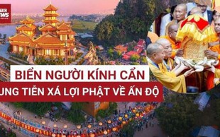 Biển người cung tiễn xá lợi Đức Phật từ chùa Quán Thế Âm về Ấn Độ