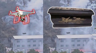Gia đình ở Trung Quốc thuê drone đưa quan tài nặng 500kg lên núi an táng