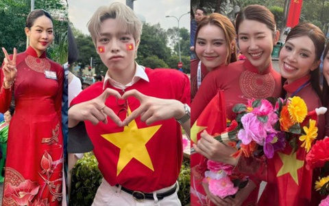 Đại lễ 30/4: Lan Ngọc, Tiểu Vy và dàn sao Việt tự hào tham gia diễu hành, Hoà Minzy đưa con trai "cắm trại" ngay từ khuya