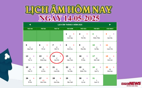 Lịch âm 14/5 - Âm lịch hôm nay 14/5 chính xác nhất - lịch vạn niên 14/5/2025