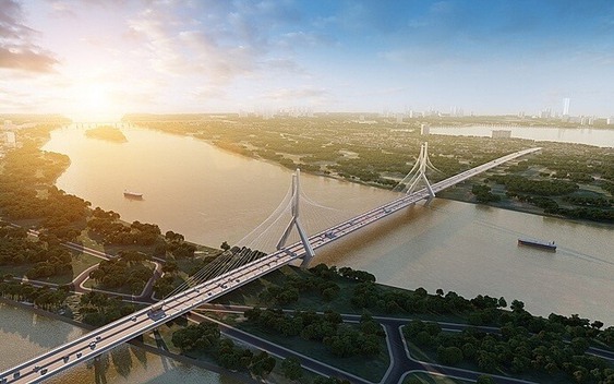 Hình ảnh '4 con rồng bay' ở cây cầu 20.000 tỷ đồng vượt sông Hồng lớn bậc nhất Việt Nam sắp khởi công