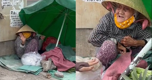 12 children but no one beside her, the 86-year-old woman spreads a tarp to sell vegetables to make a living