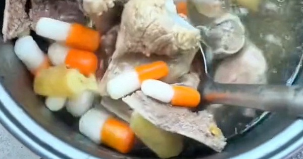 Obsessed with a pot of soup full of pills, but when I look closely, I laugh
