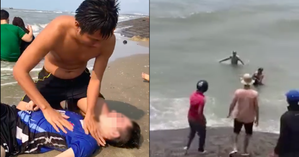 Close-up of the man fighting for the life of drowning victims at Vung Tau beach