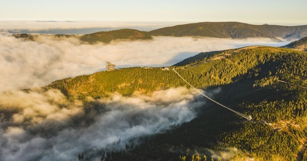 The world’s longest suspension bridge crosses a deep valley