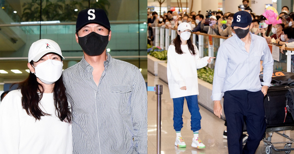 Hyun Bin pulled his wife Son Ye Jin into his lap in front of dozens of cameras, for the first time openly being intimate among the “sea” of fans at the airport.