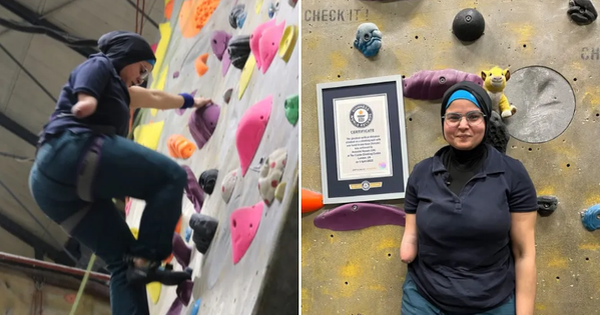 The woman who lost an arm tried to climb the 396 meter high wall to set a record