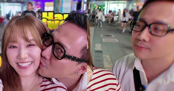 Trấn Thành liên tục hôn má Hari Won ở Hàn Quốc