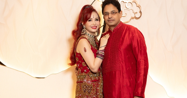 Vợ chồng hoa hậu Diệu Hoa tình tứ dự lễ hội Diwali