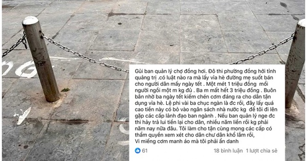Bất ngờ danh tính người tự ý 'xẻ' vỉa hè thu 1 triệu đồng/ô buôn bán Tết ở Quảng Trị