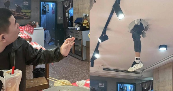 Trung Quốc: Đang dùng bữa, khách hàng tá hỏa thấy chân người rơi xuống từ trần nhà vỡ toác