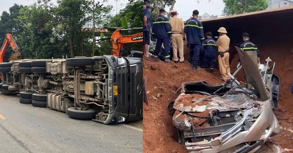 Hiện trường vụ xe đầu kéo đang đi thì đổ ra đường, đè 2 phụ nữ tử vong ở Phú Thọ