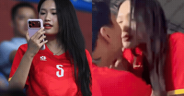 Cam thường soi cận nhan sắc thật của Doãn Hải My khi được Văn Hậu hôn ngay trên SVĐ, liệu có khác ảnh trên mạng?