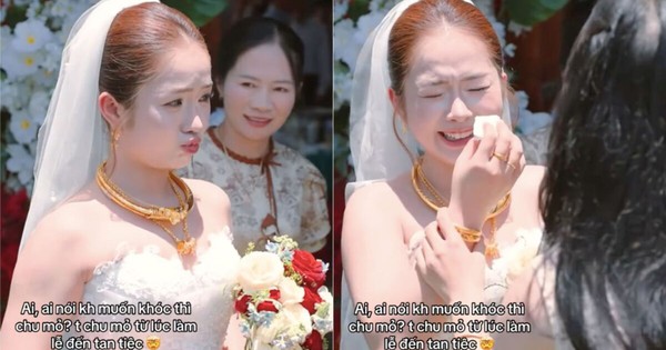 Clip cô dâu cố nín khóc bằng mẹo chu mỏ khiến ai xem cũng bật cười