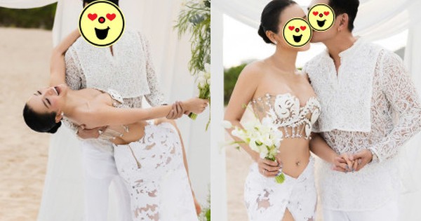 Cặp đôi diễn viên - ca sĩ Việt tổ chức lễ cưới ở biển, cô dâu diện hở đến mức chưa ai dám thử!