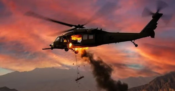 Trực thăng Black Hawk của Mỹ trúng đòn tấn công, bốc cháy dữ dội