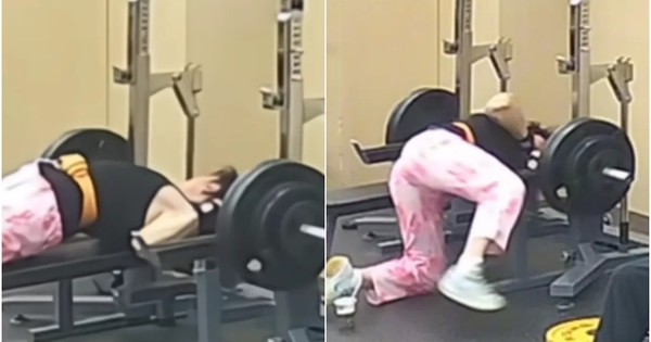 Thót tim khoảnh khắc người đàn ông bị thanh tạ nặng 145kg đè cổ trong lúc tập gym