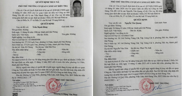 Quyết định truy nã Trần Mạnh Hùng SN 1986
