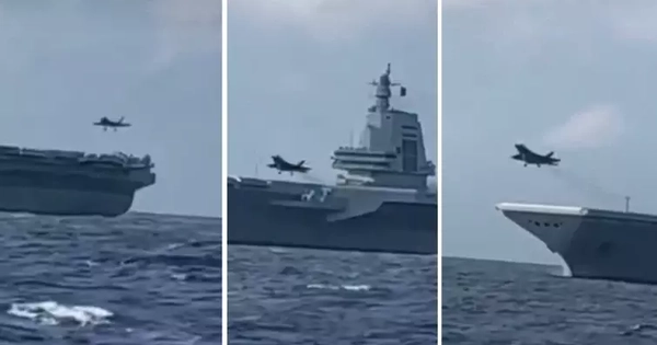 J-35 và J-15T thực hành ‘chạm rồi bay’ trên siêu tàu sân bay hiện đại nhất Trung Quốc