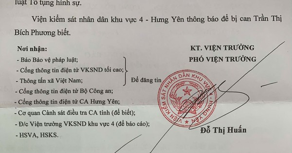Quyết định truy tố, yêu cầu bị can Trần Thị Bích P