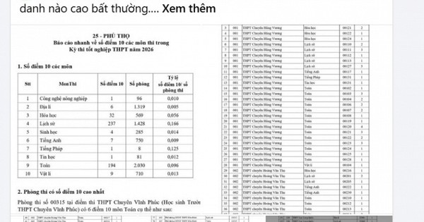 Phú Thọ công bố kết quả xác minh thông tin có 194 điểm 10 môn Toán, "hai thí sinh chép bài, thi thử 4 - 5, thi thật 9 điểm"