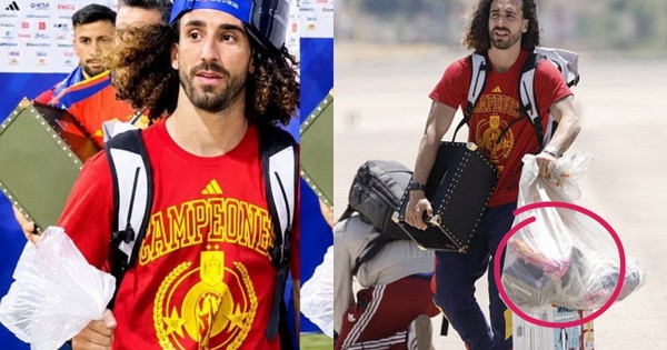 Cucurella "bá đạo" nhất World Cup, hết đựng cúp vàng lại đựng giày vào túi ni lông: "Anh vô địch mà trông anh khổ quá!"