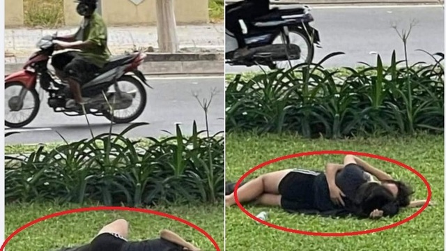 Cặp đôi ngang nhiên 'thân mật' ngay bãi cỏ ven đường khiến dân mạng phẫn nộ
