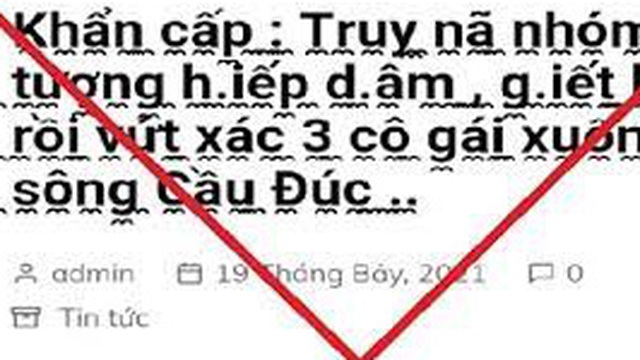 Bác thông tin “truy nã nhóm đối tượng hiếp dâm, vứt xác 3 cô gái”