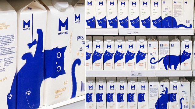 Nhờ sự trợ giúp của chú mèo màu xanh, chiến dịch marketing hãng sữa này thu hút người tiêu dùng, đã mua thì phải mua cả bộ