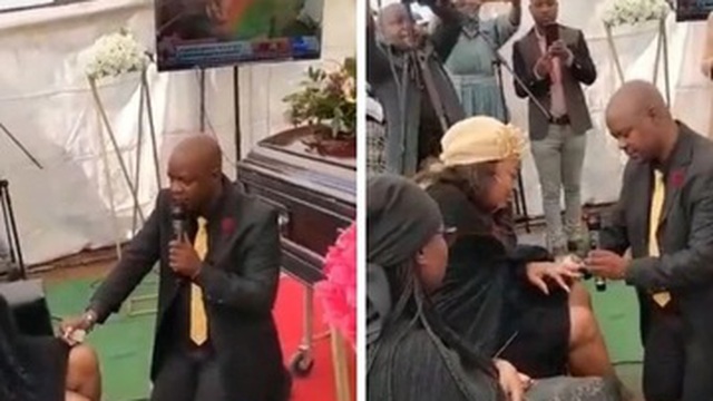 Nam thanh niên chơi trội quỳ gối cầu hôn bạn gái ngay trong đám tang