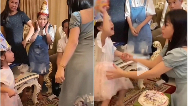 Bé 5 tuổi khóc như mưa vì bị khách ngồi lên bánh sinh nhật