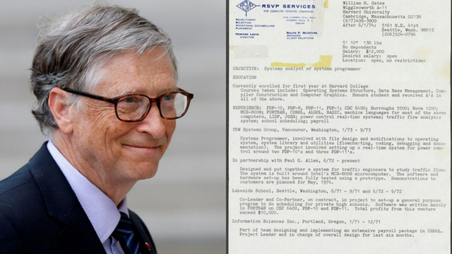 4 lỗi sai tồn tại trong bản CV năm 1974 của Bill Gates: Mắc phải có thể bỏ lỡ công việc