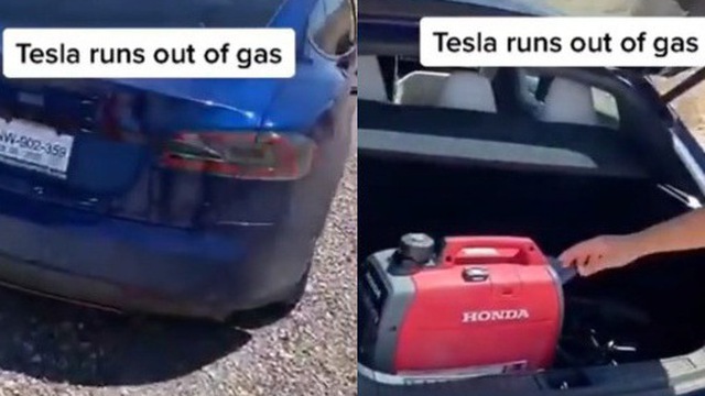 Hết điện giữa đường, chủ xe Tesla mở cốp làm một việc bất ngờ