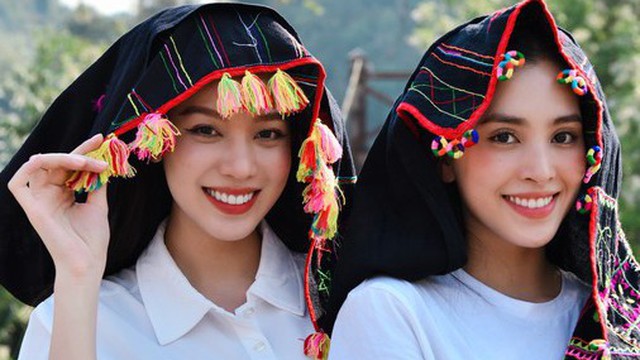 Hoa hậu Thanh Thủy, Tiểu Vy khoe sắc xinh đẹp với khăn Piêu