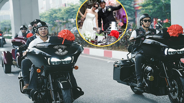 Phố Hà Nội xôn xao đoàn rước dâu bằng dàn mô tô 20 tỷ, gia thế "không phải dạng vừa"