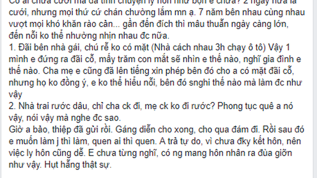 Cô gái đòi ly hôn trước ngày cưới vì rước dâu không có mẹ chồng